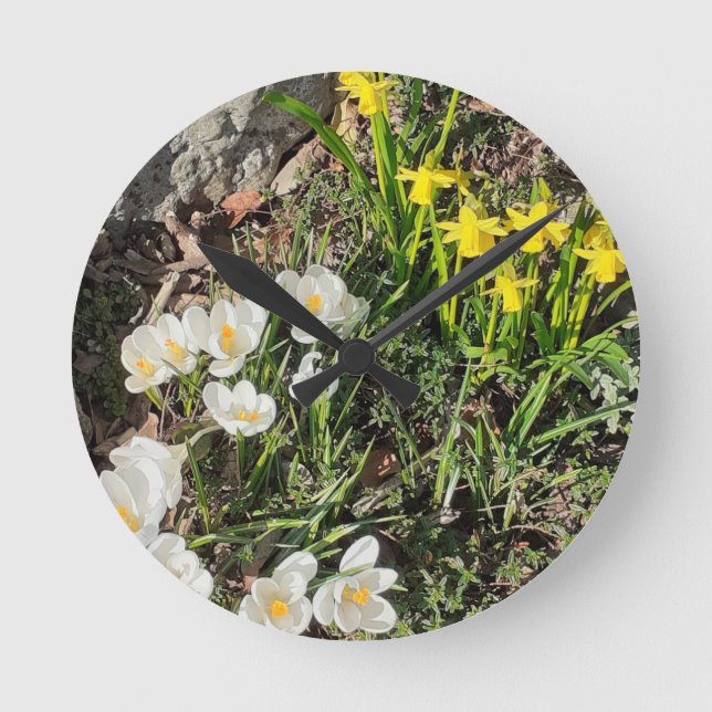 Reloj Redondo Mediano Daffodils y Crocus Clock (Anverso)