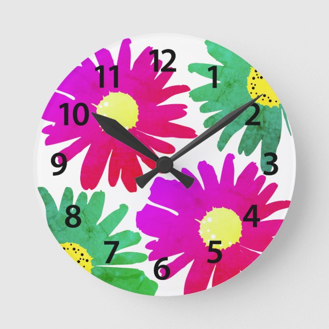 Reloj Redondo Mediano Daisy Garden Botánico Wildflower (Anverso)