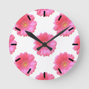 Reloj Redondo Mediano Daisy gerbera rosada