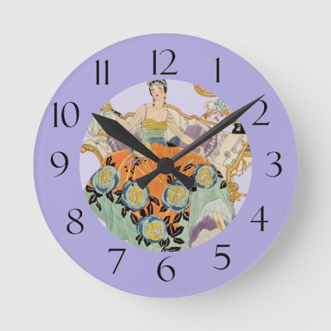 Reloj Redondo Mediano Dama de arte festivo (Anverso)