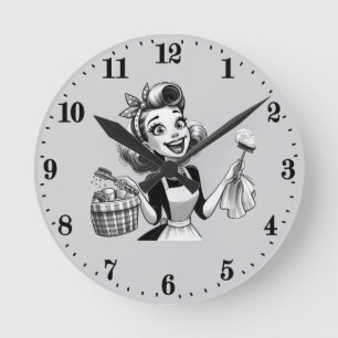 Reloj Redondo Mediano Dama de limpieza de cosechas