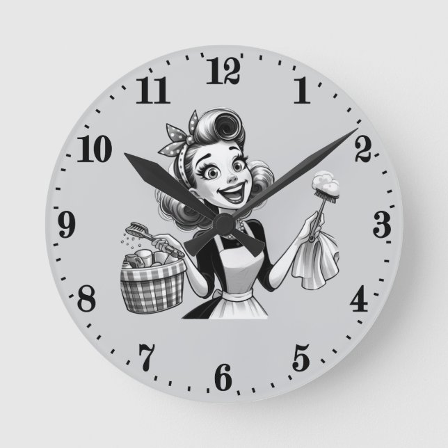 Reloj Redondo Mediano Dama de limpieza de cosechas (Anverso)
