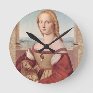Reloj Redondo Mediano Dama y el unicornio arte clásico de Raphael