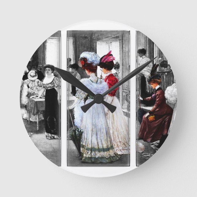Reloj Redondo Mediano damas victorianas de época (Anverso)