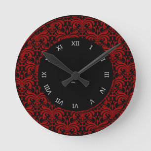 Reloj Redondo Mediano Damasco de negrita grande (rojo)