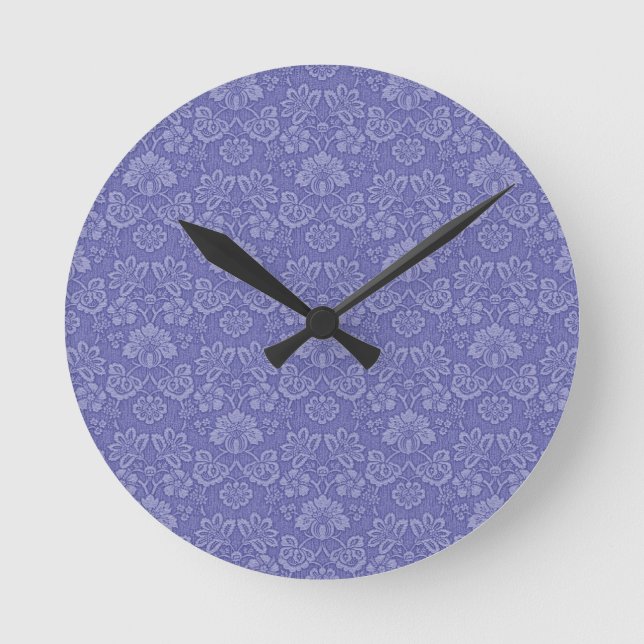 Reloj Redondo Mediano Damasco en azul (Anverso)