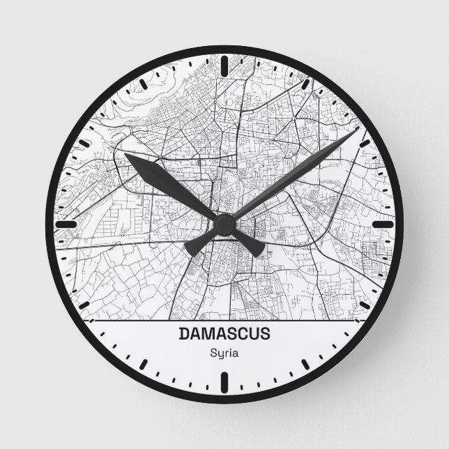 Reloj Redondo Mediano Damascus Clock City Line Art (Anverso)