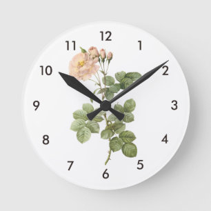 Reloj Redondo Mediano damask rose (Rosa damascena aurora) by Redouté