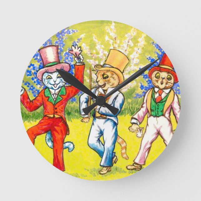 Reloj Redondo Mediano Dancing Cats (Anverso)