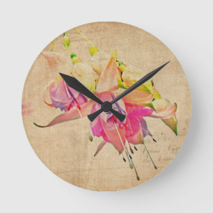 Reloj Redondo Mediano Dancing In The Wind - Fuchsia Flowers