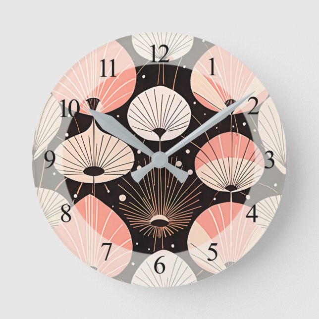 Reloj Redondo Mediano Dandelions -Medio siglo- Diseño retro moderno (Anverso)
