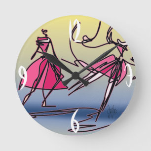 Reloj Redondo Mediano Danza, salto y vuelta