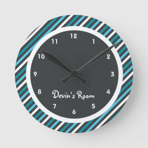 Reloj Redondo Mediano Dark Blues Stripe Kid's Bedroom