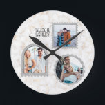 Reloj Redondo Mediano Deco Art Moderno Nombre de foto personalizado<br><div class="desc">Nuestro reloj de pared con temática Floral Personalizado Photo Name Colorful Watercolor es la adición perfecta a cualquier habitación. Este reloj único cuenta con un diseño floral de acuarela vibrante que se personaliza con su propia foto y nombre personalizado. El reloj está hecho de material de alta calidad y duradero...</div>
