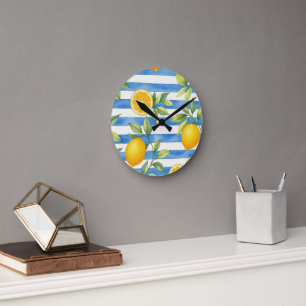 Reloj Redondo Mediano Decor de Cocina de Citrus de Verano Mediterráneo