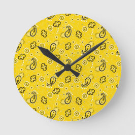Reloj Redondo Mediano Decoración casera de Aventura de Bandana Amarilla