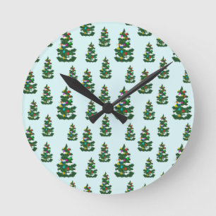 Reloj Redondo Mediano Decoración de árbol de Navidad invierno nieve vaca
