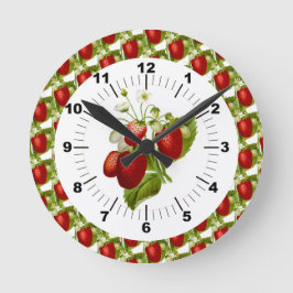 Reloj Redondo Mediano Decoración de granja de fresas en pared