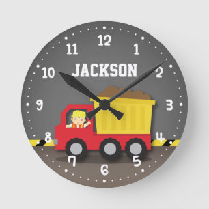 Reloj Redondo Mediano Decoración de habitación para niños con camión de