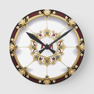 Reloj Redondo Mediano Decoración de Hogar de Estilo Real de Lujo