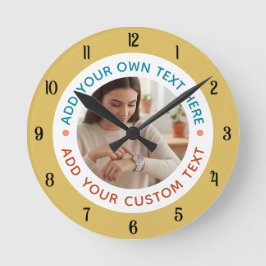 Reloj Redondo Mediano Decoración del hogar de personalizado y texto - Re