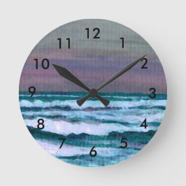 Reloj Redondo Mediano Decoración del paisaje marino de las olas