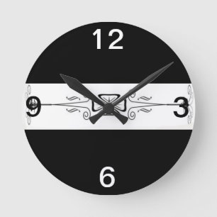 Reloj Redondo Mediano Decoración En Blanco Y Negro