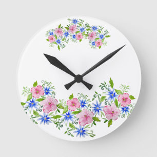 Reloj Redondo Mediano Decoración floral elegante