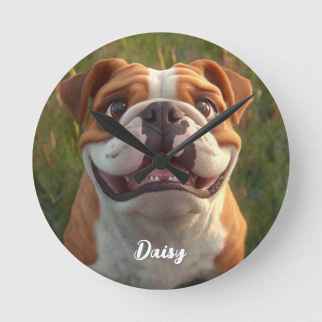 Reloj Redondo Mediano Decoración mascota personalizado (Anverso)