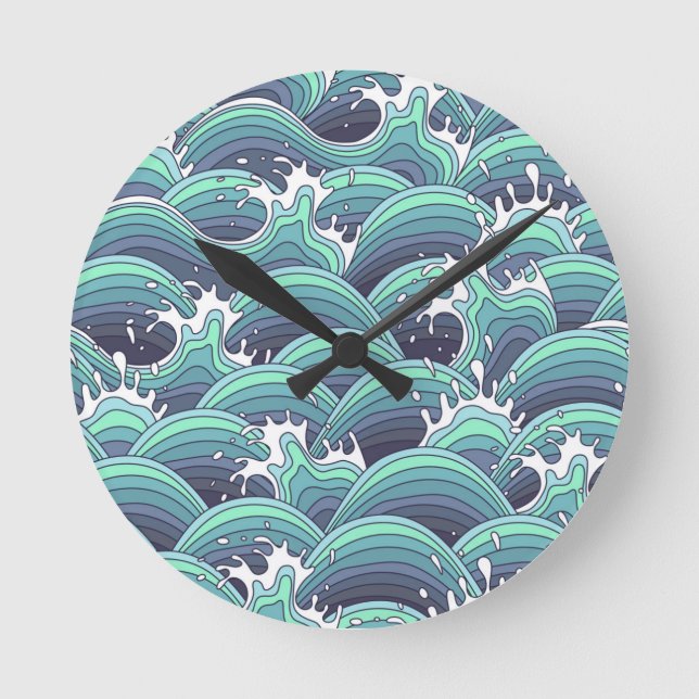 Reloj Redondo Mediano Decorative Sea Wave Background (Anverso)