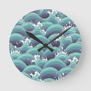 Reloj Redondo Mediano Decorative Sea Wave Background