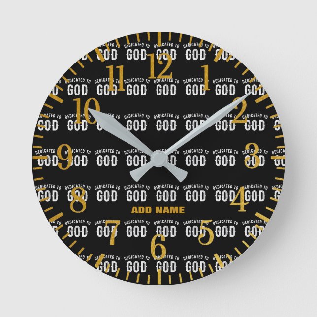 RELOJ REDONDO MEDIANO DEDICADO A DIOS PERSONALIZABLE GUAY TEXTO BLANCO (Anverso)