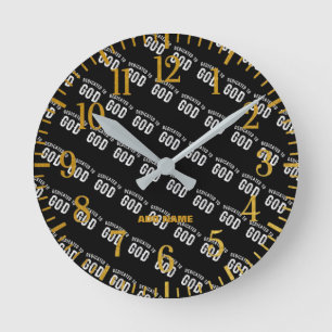 RELOJ REDONDO MEDIANO DEDICADO A DIOS PERSONALIZABLE GUAY TEXTO BLANCO