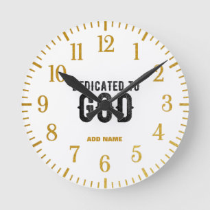 RELOJ REDONDO MEDIANO DEDICADO A DIOS PERSONALIZABLE GUAY TEXTO NEGRO