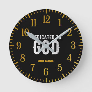 RELOJ REDONDO MEDIANO DEDICADO AL TEXTO BLANCO DEL PERSONALIZABLE GUAY D
