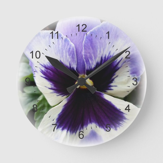 Reloj Redondo Mediano deep purple on white pansy (Anverso)