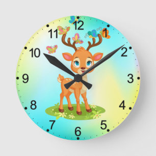 Reloj Redondo Mediano Deer bebé con mariposas-23475