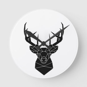 Reloj Redondo Mediano Deer Head Geometric Ai File Deer Silhouette Stag P