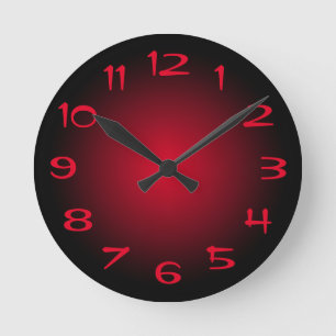 Reloj Redondo Mediano Degradado radial negro y rojo