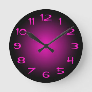 Reloj Redondo Mediano Degradado Radial Negro y Rosa Fucsia
