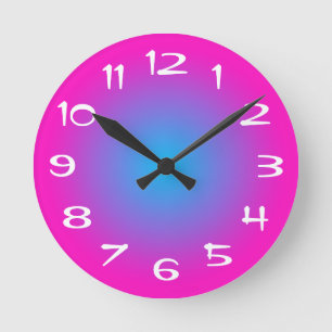Reloj Redondo Mediano Degradado radial rosa caliente y azul aqua