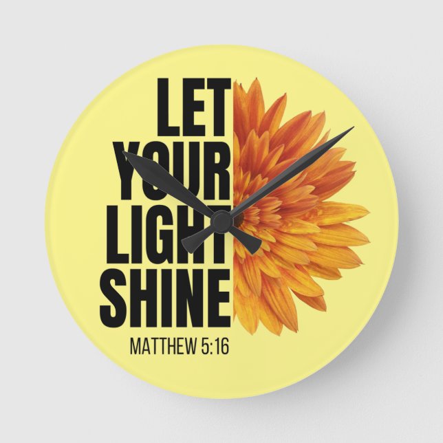 RELOJ REDONDO MEDIANO DEJEN QUE TU LUZ BRILLE. (Anverso)