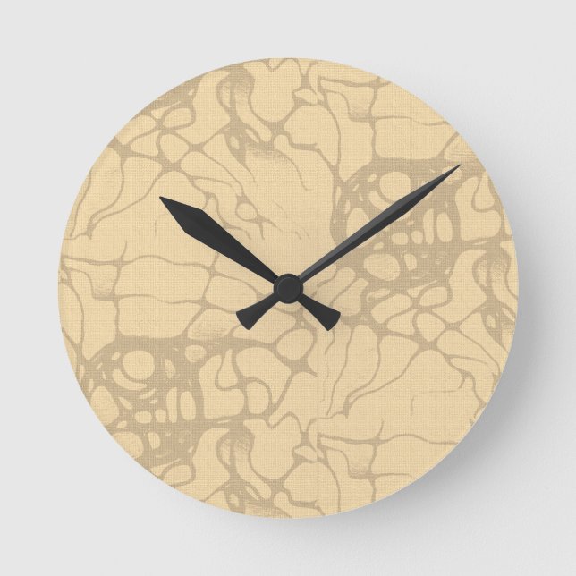 Reloj Redondo Mediano Dekoratives Muster auf beigem Hintergrund (Anverso)