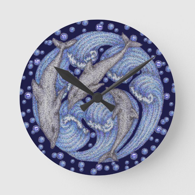 Reloj Redondo Mediano Delfínes (Anverso)