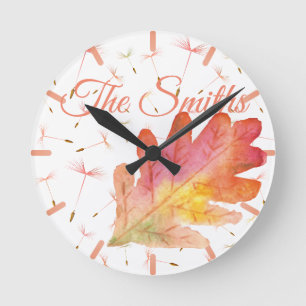 Reloj Redondo Mediano Delicados Dandelions & Autumn Leaf