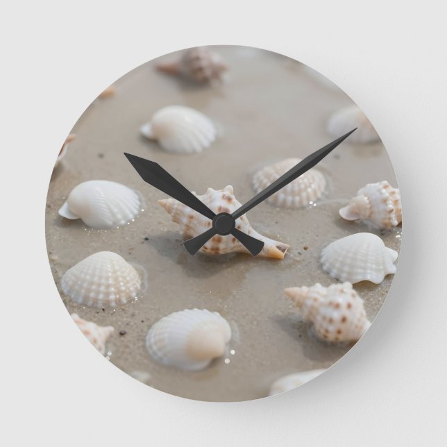 Reloj Redondo Mediano Delicate Seashells Beach Serenity (Anverso)