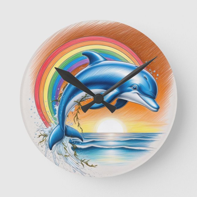 Reloj Redondo Mediano Delphin Sunset (Anverso)