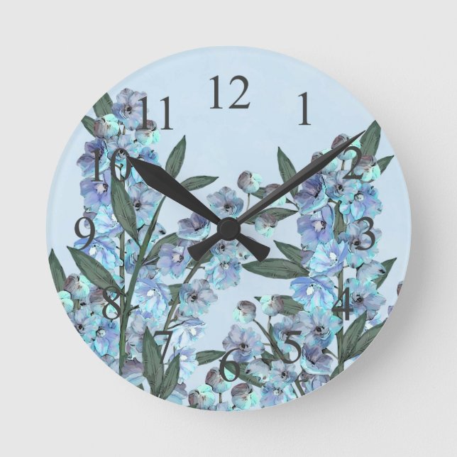 Reloj Redondo Mediano Delphinium Azul (Anverso)