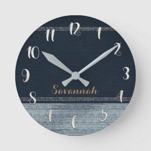 Reloj Redondo Mediano Denim & Diamonds Glam Lentejuelas Brillo Personali