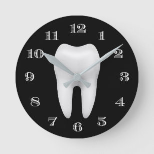 Reloj Redondo Mediano Dentist Office Dental Care White Tooth Plain Black